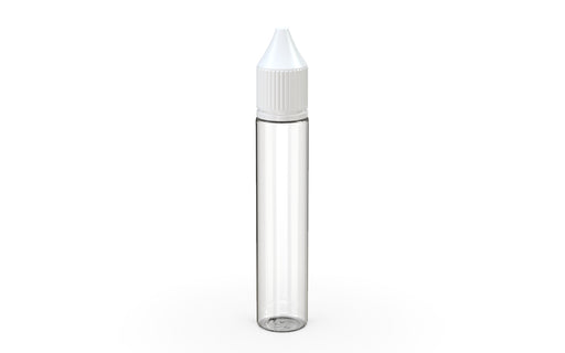 Chubby Gorilla Unicorn 30ml bottle with Reducer Tip, clear natural with opaque white cap, front view