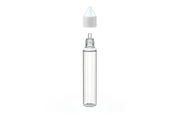 Chubby Gorilla Unicorn 30ml bottle with Reducer Tip, clear natural with opaque white cap, side view