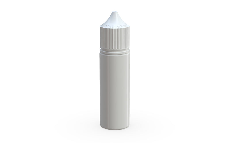 Chubby Gorilla Unicorn 50ml bottle with Reducer Tip, solid opaque white, front view