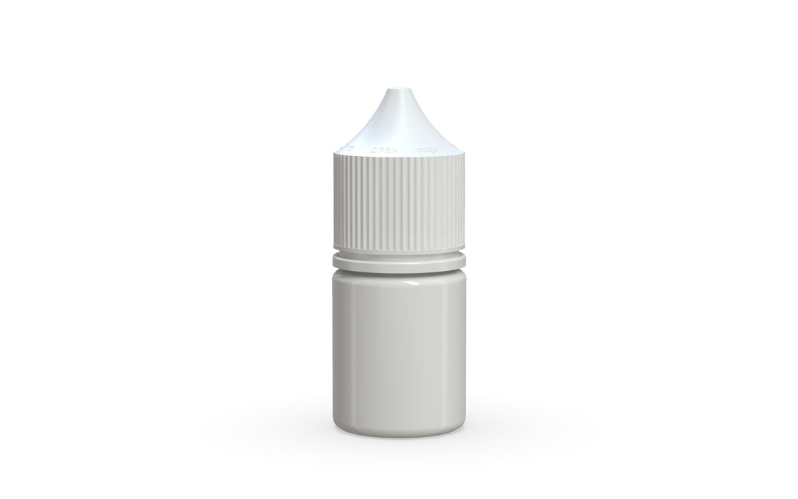 Chubby Gorilla Unicorn 20ml Stubby bottle, solid opaque white, front view