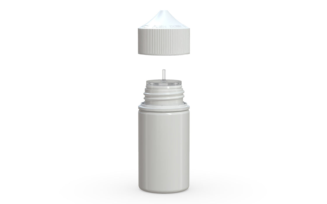 Chubby Gorilla Unicorn 60ml Mini bottle, solid opaque white, side view