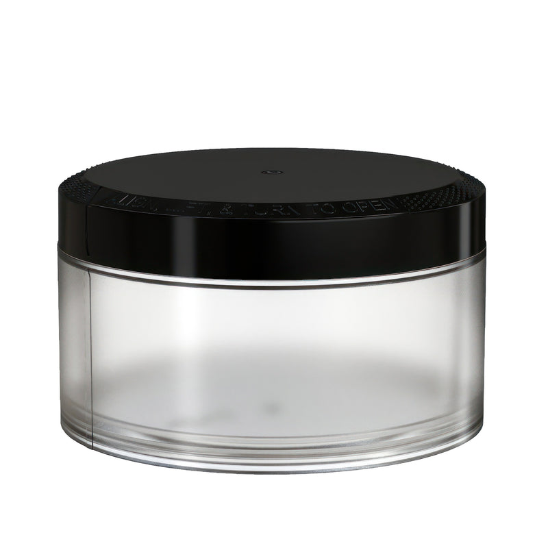 X1 High Capacity Pouch Container 100g Clear Natural with Opaque Black closure side view