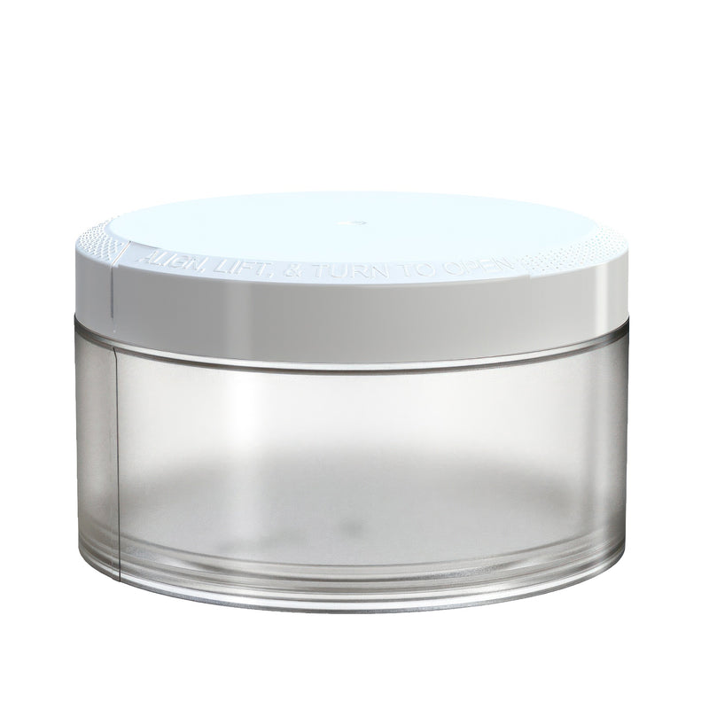 X1 High Capacity Pouch Container 100g Clear Natural with Opaque White closure side view