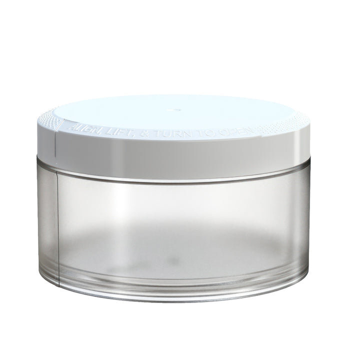 X1 High Capacity Pouch Container 100g Clear Natural with Opaque White closure side view