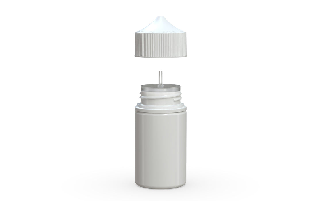 Chubby Gorilla Unicorn 75ml Stubby bottle, solid opaque white, side view