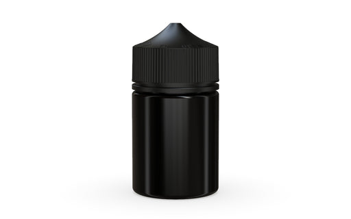 Chubby Gorilla Unicorn 60ml Stubby bottle, solid opaque black, front view