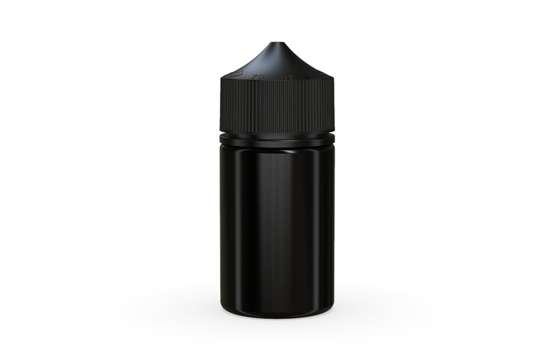 Chubby Gorilla Unicorn 75ml Stubby bottle, solid opaque black, front view