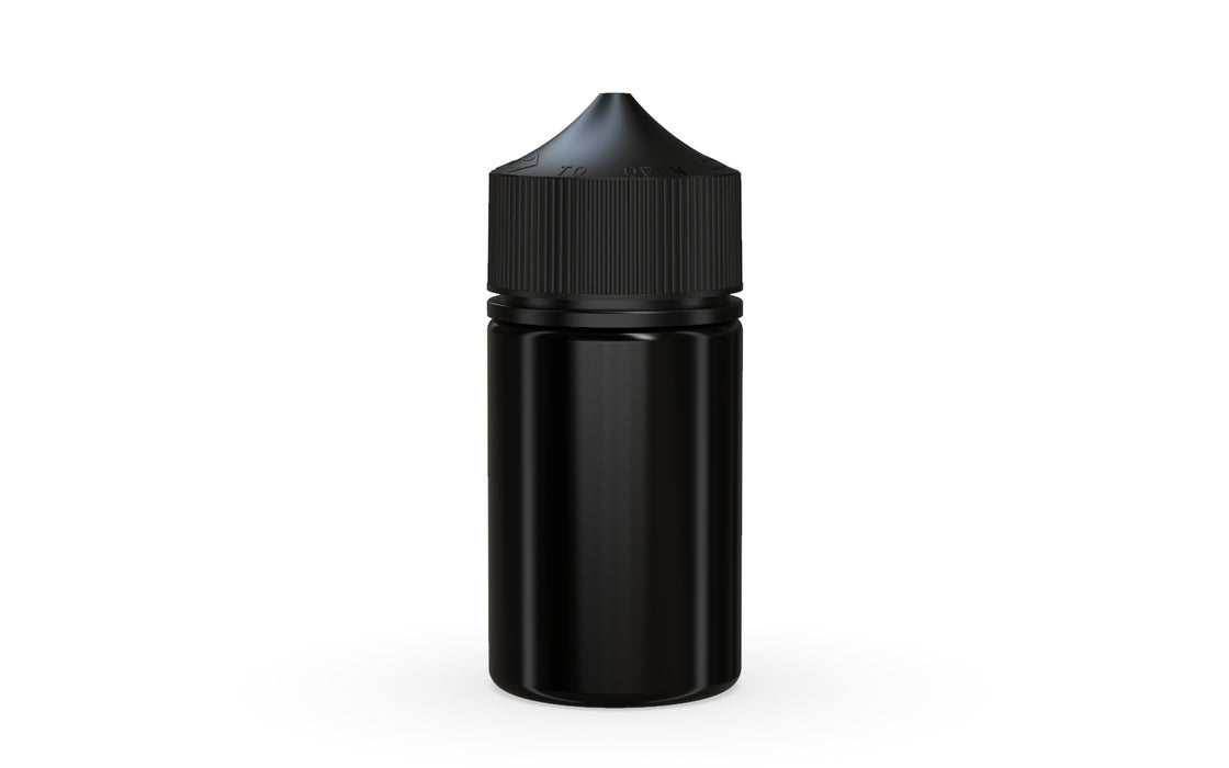 Chubby Gorilla Unicorn 75ml Stubby bottle, solid opaque black, front view