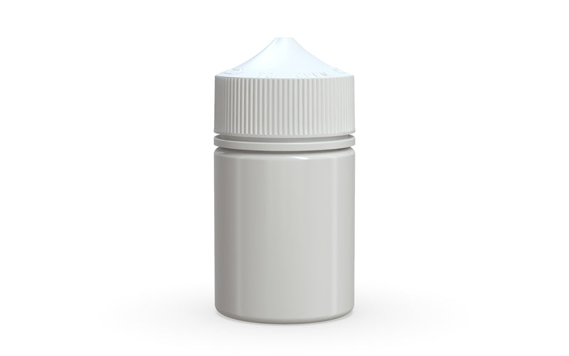 Chubby Gorilla Unicorn 60ml Stubby bottle, solid opaque white, front view