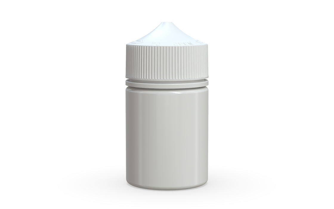 Chubby Gorilla Unicorn 60ml Stubby bottle, solid opaque white, front view
