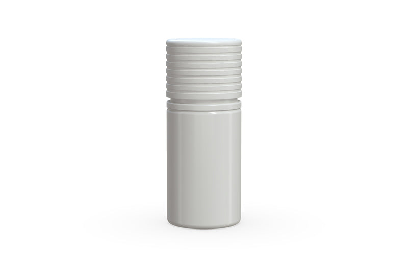 Chubby Gorilla Spiral CR 30ml Stubby bottle, opaque white with opaque white cap, front view