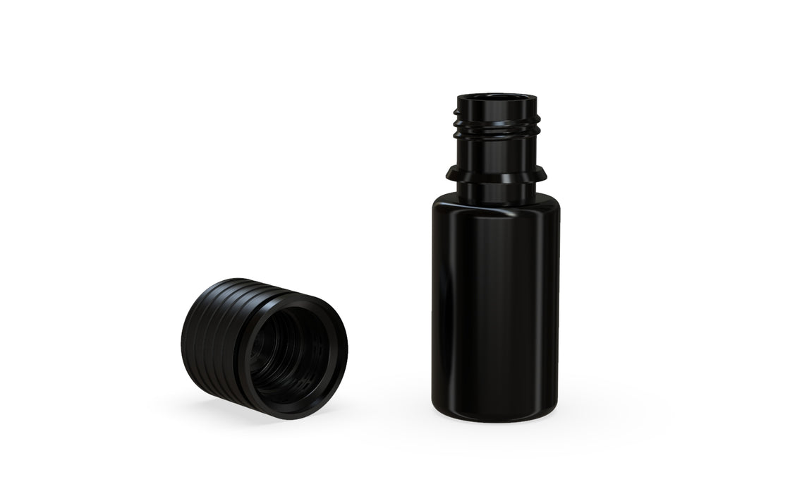 Chubby Gorilla Spiral CR 10ML unicorn bottle, opaque black bottle with opaque black child-resistant cap, multiple units