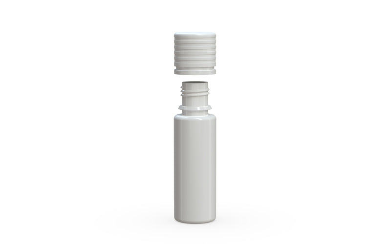 Chubby Gorilla Spiral CR 16.5ML unicorn bottle, opaque white bottle with opaque white child-resistant cap, cap detail