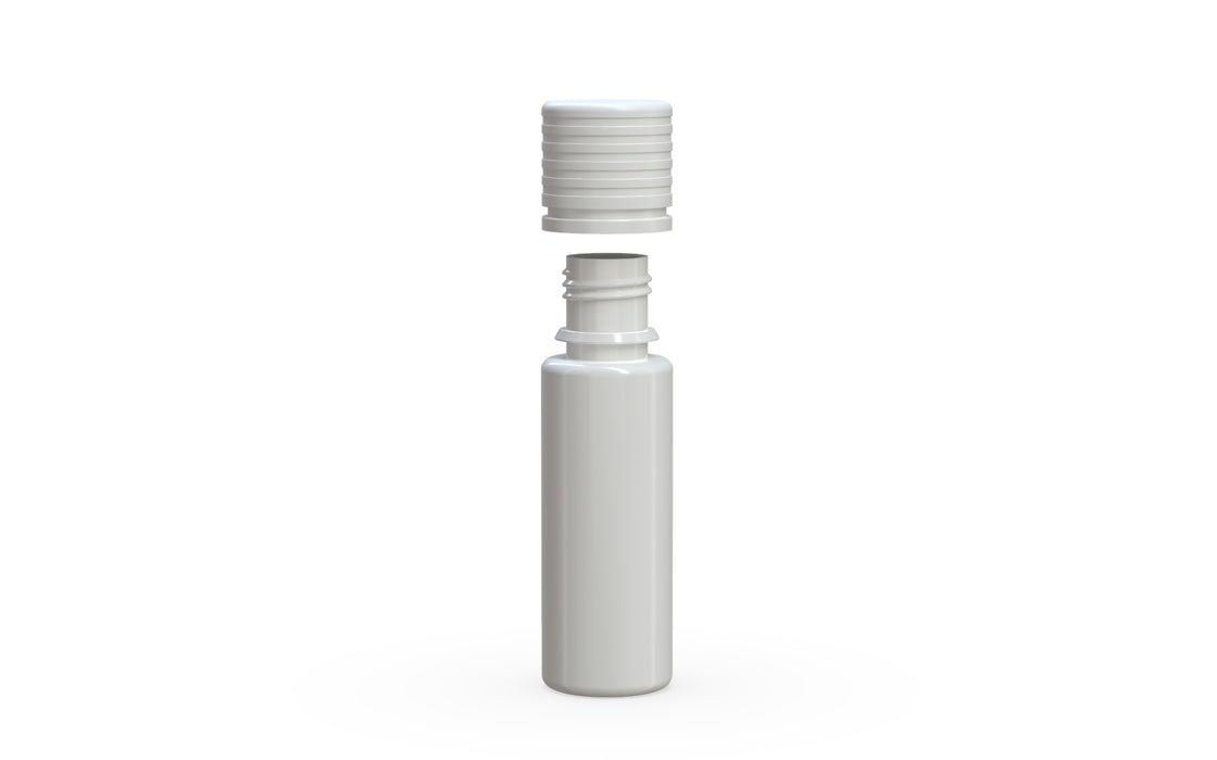 Chubby Gorilla Spiral CR 16.5ML unicorn bottle, opaque white bottle with opaque white child-resistant cap, cap detail
