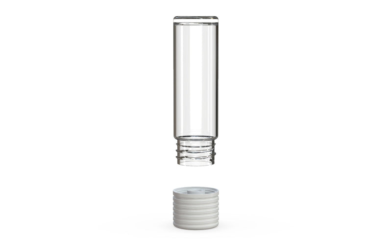 510 Cartridge Spiral CR Container Flat Top - Clear Natural With Opaque White Lid - Copackr.com