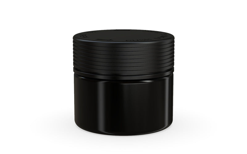 300CC/10FL.OZ Spiral CR - XL Container With Inner Seal & Tamper - Opaque Black With Opaque Black Lid - Copackr.com