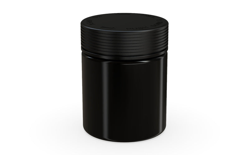 550CC/18.5FL.OZ Spiral CR - XL Container With Inner Seal & Tamper - Opaque Black With Opaque Black Lid - Copackr.com