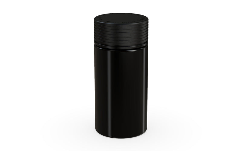 180CC/6FL.OZ Spiral CR - Container With Inner Seal & Tamper - Opaque Black With Opaque Black Lid - Copackr.com
