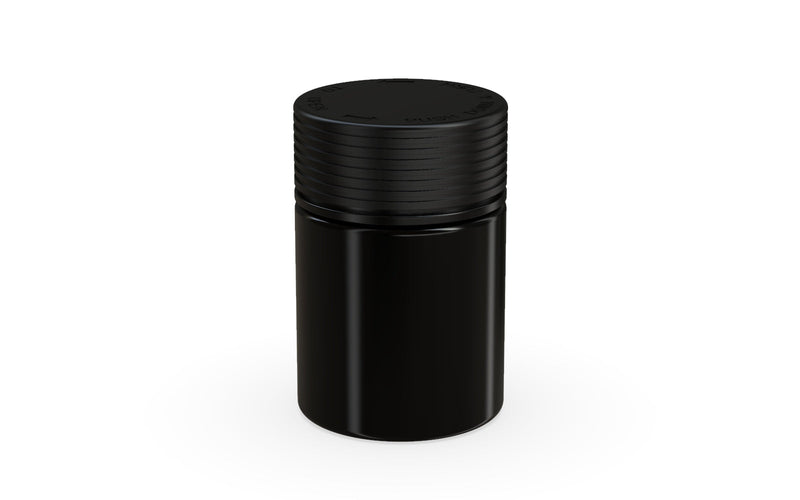 120CC/4FL.OZ/120ML Spiral CR - Container With Inner Seal & Tamper - Opaque Black With Opaque Black Lid - Copackr.com