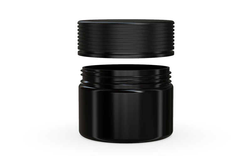 300CC/10FL.OZ Spiral CR - XL Container With Inner Seal & Tamper - Opaque Black With Opaque Black Lid - Copackr.com