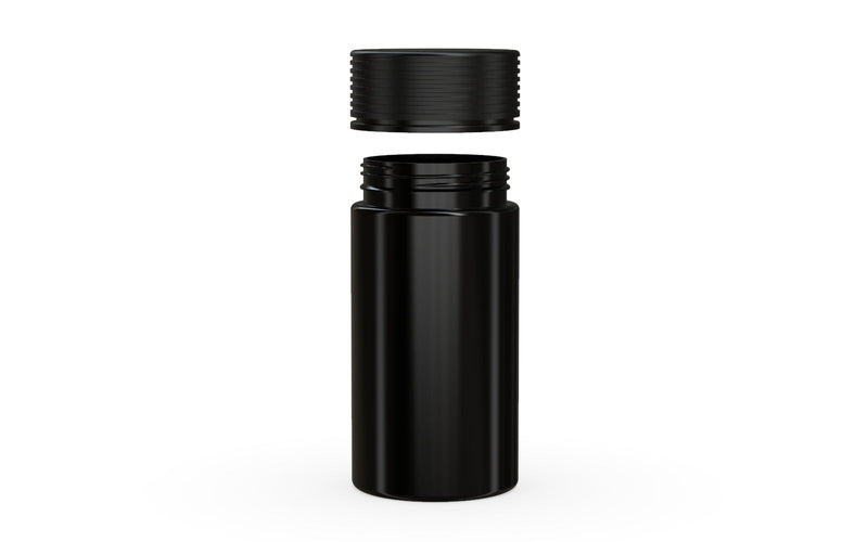 180CC/6FL.OZ Spiral CR - Container With Inner Seal & Tamper - Opaque Black With Opaque Black Lid - Copackr.com