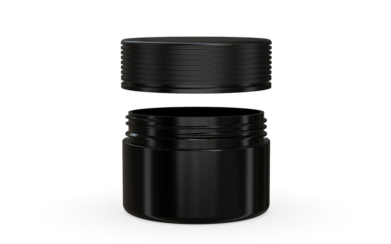 220CC/7.5FL.OZ Spiral CR - XL Container With Inner Seal & Tamper - Opaque Black With Opaque Black Lid - Copackr.com