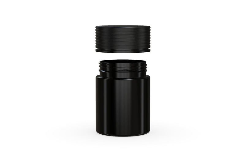 120CC/4FL.OZ/120ML Spiral CR - Container With Inner Seal & Tamper - Opaque Black With Opaque Black Lid - Copackr.com
