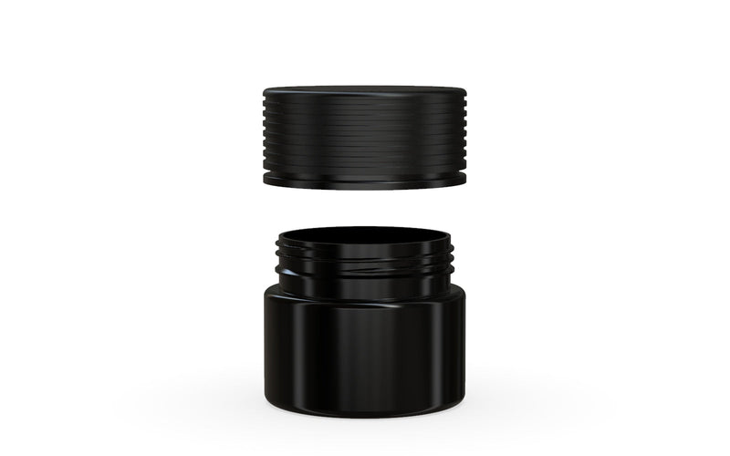 60CC/2FL.OZ Spiral CR - Container With Inner Seal & Tamper - Opaque Black With Opaque Black Lid - Copackr.com