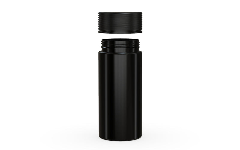 240CC/8FL.OZ Spiral CR - Container With Inner Seal & Tamper - Opaque Black With Opaque Black Lid - Copackr.com