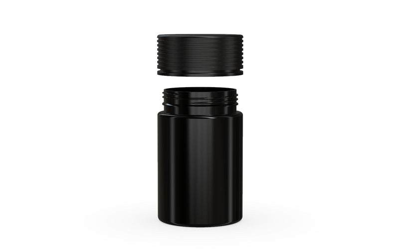 150CC/5OZ Spiral CR - Container With Inner Seal & Tamper - Opaque Black With Opaque Black Lid - Copackr.com