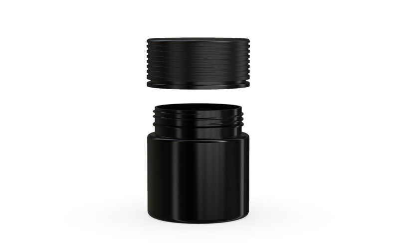 90CC/3FL.OZ Spiral CR - Container With Inner Seal & Tamper - Opaque Black With Opaque Black Lid - Copackr.com