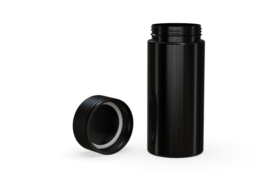 240CC/8FL.OZ Spiral CR - Container With Inner Seal & Tamper - Opaque Black With Opaque Black Lid