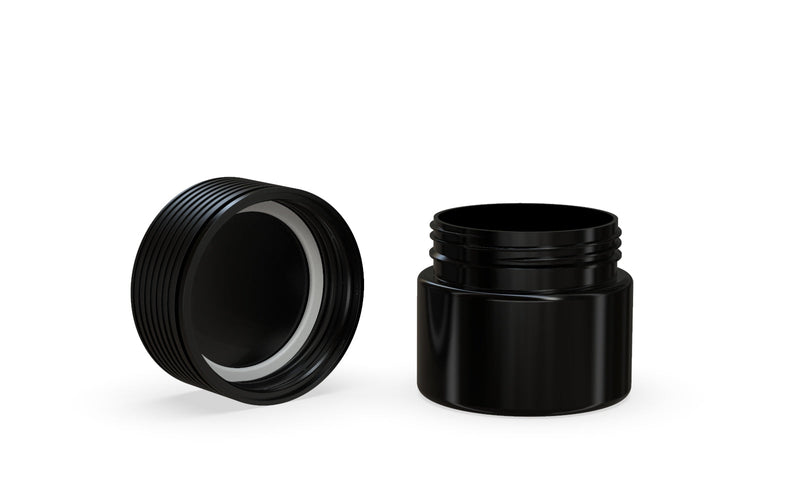 60CC/2FL.OZ Spiral CR - Container With Inner Seal & Tamper - Opaque Black With Opaque Black Lid - Copackr.com