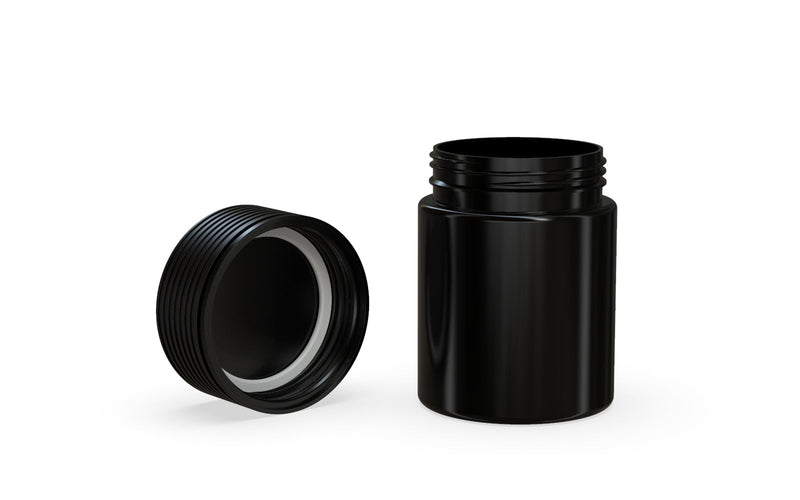 120CC/4FL.OZ/120ML Spiral CR - Container With Inner Seal & Tamper - Opaque Black With Opaque Black Lid - Copackr.com