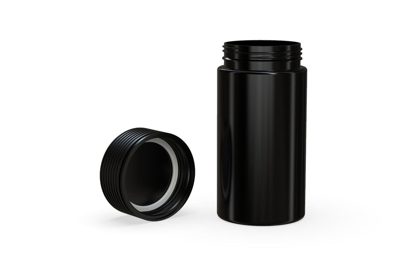 180CC/6FL.OZ Spiral CR - Container With Inner Seal & Tamper - Opaque Black With Opaque Black Lid - Copackr.com