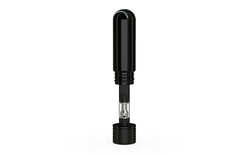 510 Cartridge Spiral CR Container Round Top - Opaque Black With Opaque Black Lid - Copackr.com