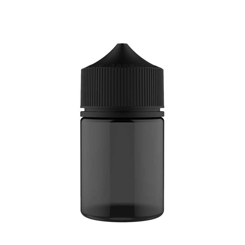 Chubby Gorilla 60ML Stubby Unicorn Bottle - Black Transparent Bottle / Black Cap - V3 - Copackr.com