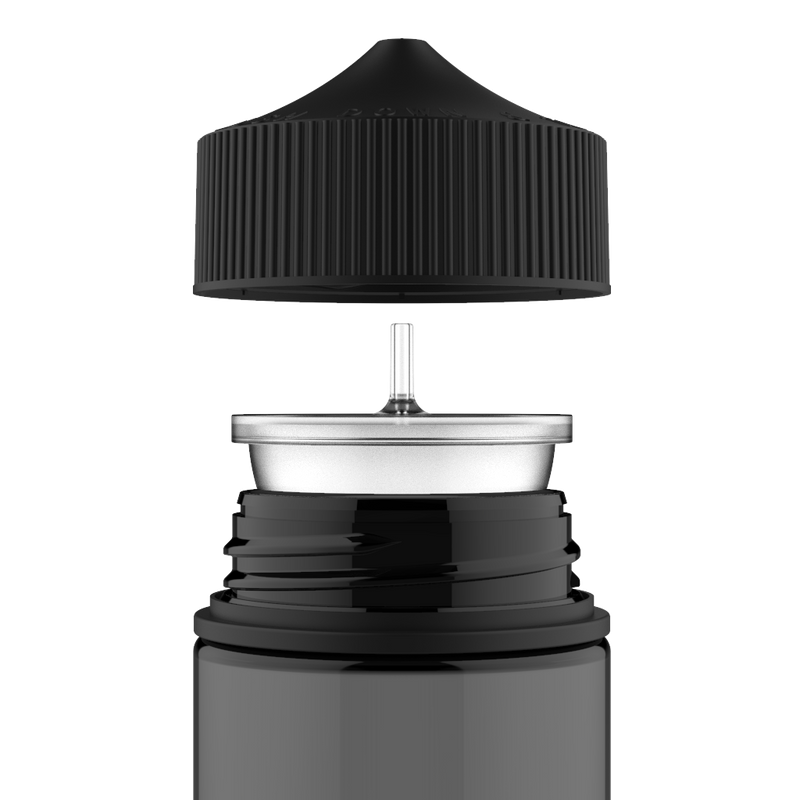Chubby Gorilla - 200ML Unicorn Bottle - Transparent Black Bottle / Black Cap - V3 - Copackr.com