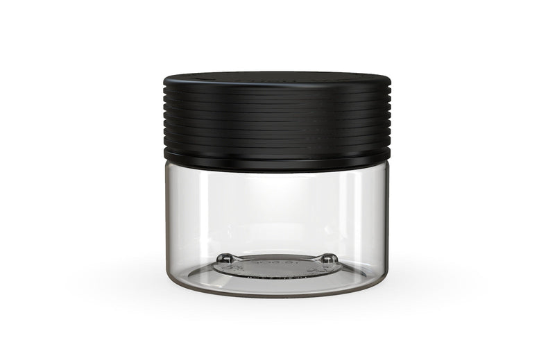 300CC/10FL.OZ Spiral CR - XL Container With Inner Seal & Tamper - Clear Natural With Opaque Black Lid - Copackr.com
