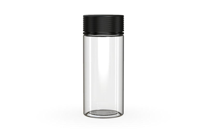 240CC/8FL.OZ Spiral CR - Container With Inner Seal & Tamper - Clear Natural With Opaque Black Lid - Copackr.com