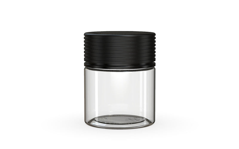90CC/3FL.OZ Spiral CR - Container With Inner Seal & Tamper - Clear Natural With Opaque Black Lid - Copackr.com
