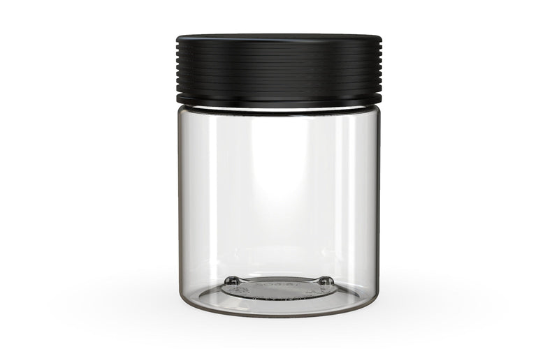 550CC/18.5FL.OZ Spiral CR - XL Container With Inner Seal & Tamper - Clear Natural With Opaque Black Lid - Copackr.com