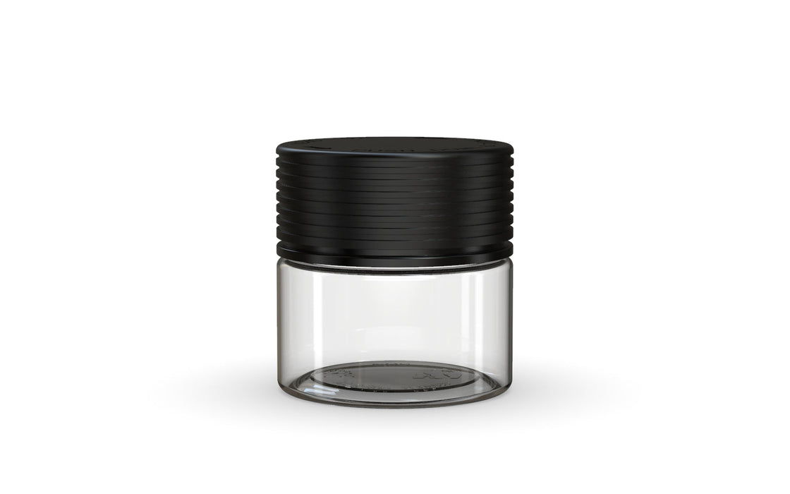 60CC/2FL.OZ Spiral CR - Container With Inner Seal & Tamper - Clear Natural With Opaque Black Lid