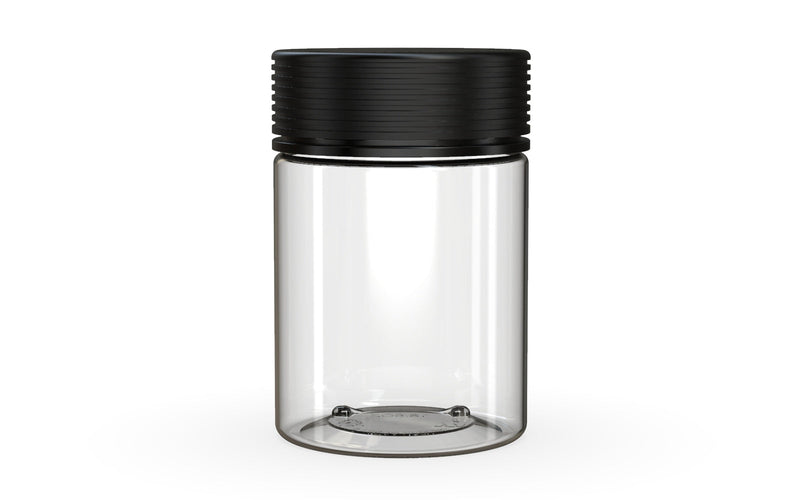 650CC/21.5FL.OZ Spiral CR - XL Container With Inner Seal & Tamper - Clear Natural With Opaque Black Lid - Copackr.com