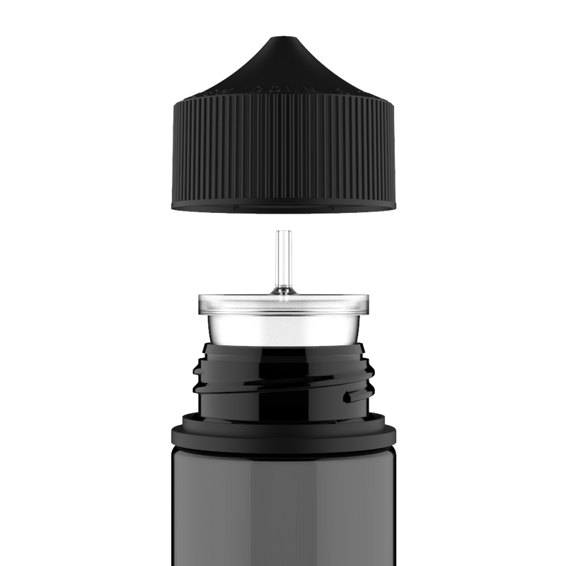 Chubby Gorilla - 100ML Unicorn Bottle - Transparent Black Bottle / Black Cap - V3 - Copackr.com