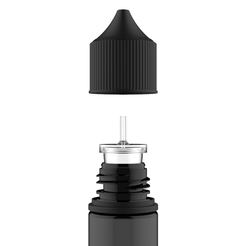 Chubby Gorilla - 50ML Unicorn Bottle - Transparent Black Bottle / Black Cap - V3 - Copackr.com