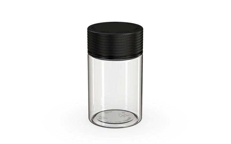 150CC/5OZ Spiral CR - Container With Inner Seal & Tamper - Clear Natural With Opaque Black Lid - Copackr.com