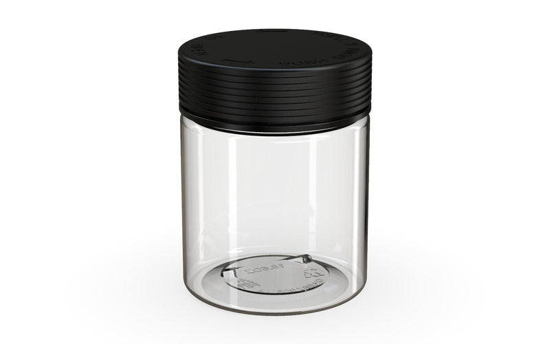 550CC/18.5FL.OZ Spiral CR - XL Container With Inner Seal & Tamper - Clear Natural With Opaque Black Lid - Copackr.com