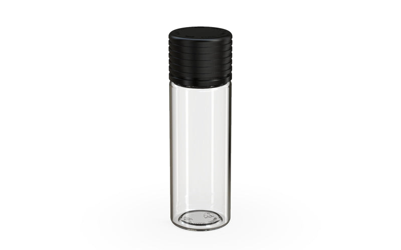 Spiral CR - Tube 65mm with Inner Seal & Tamper - Clear Natural (Transparent) with Opaque Black Lid - Copackr.com