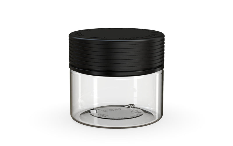 300CC/10FL.OZ Spiral CR - XL Container With Inner Seal & Tamper - Clear Natural With Opaque Black Lid - Copackr.com